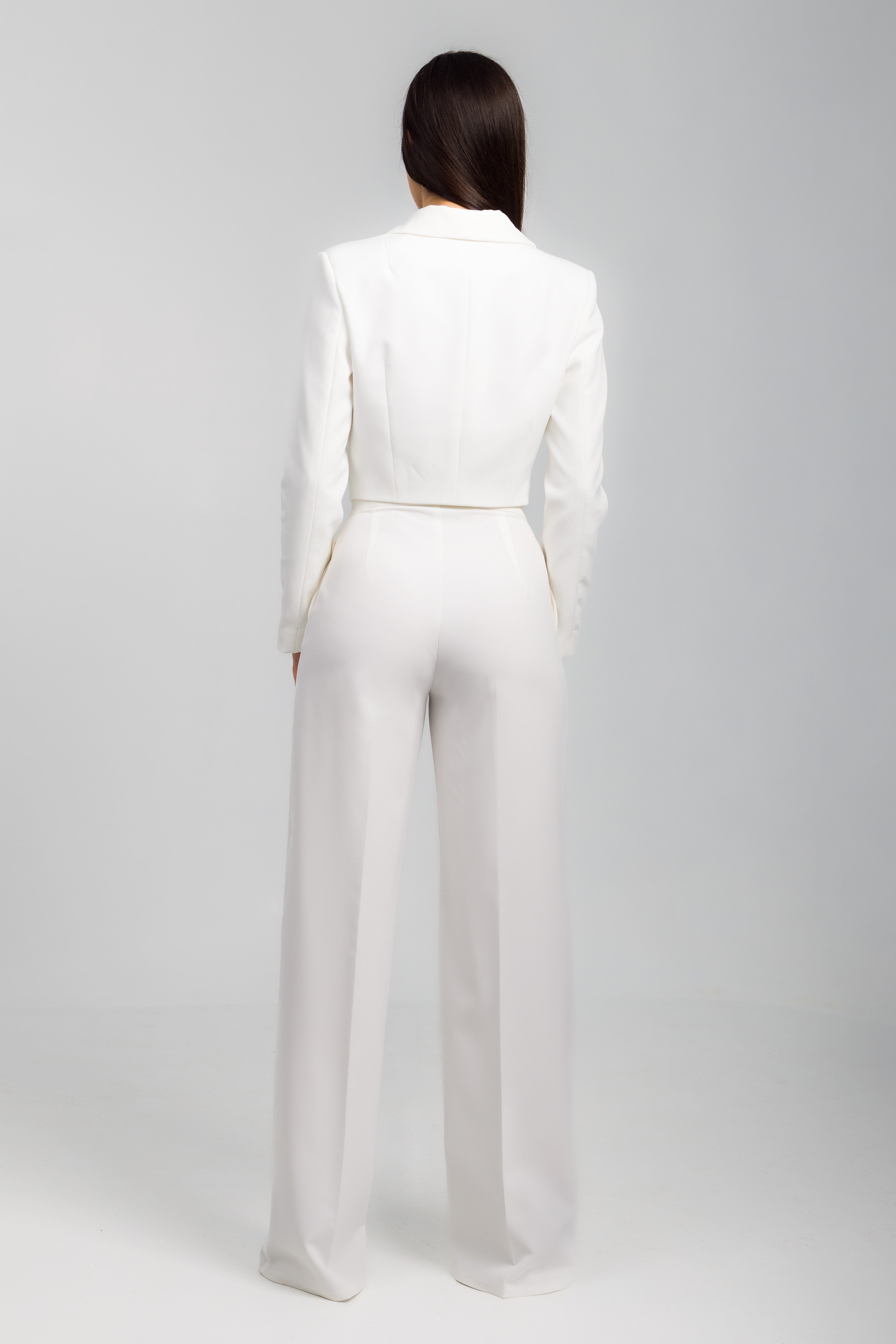 pantaloni eleganți damă albi